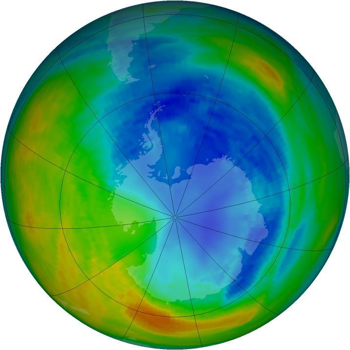 Antarctic ozone map for 23 August 1993